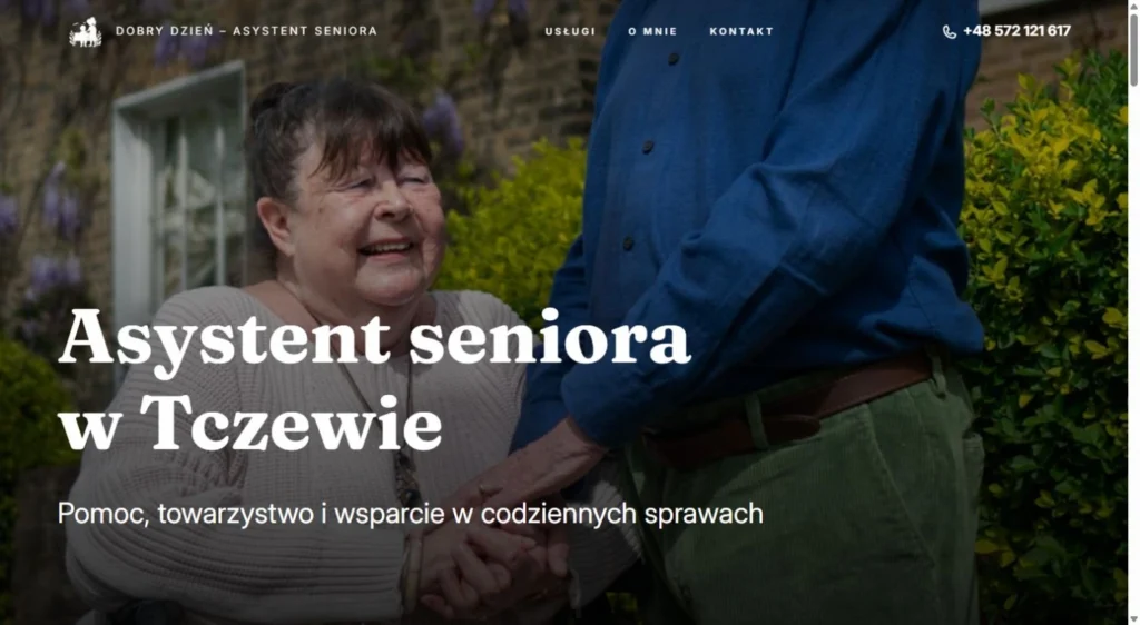 Strona główna Dobry Dzień — nagłówek i zdjęcie seniorów na komputerze.